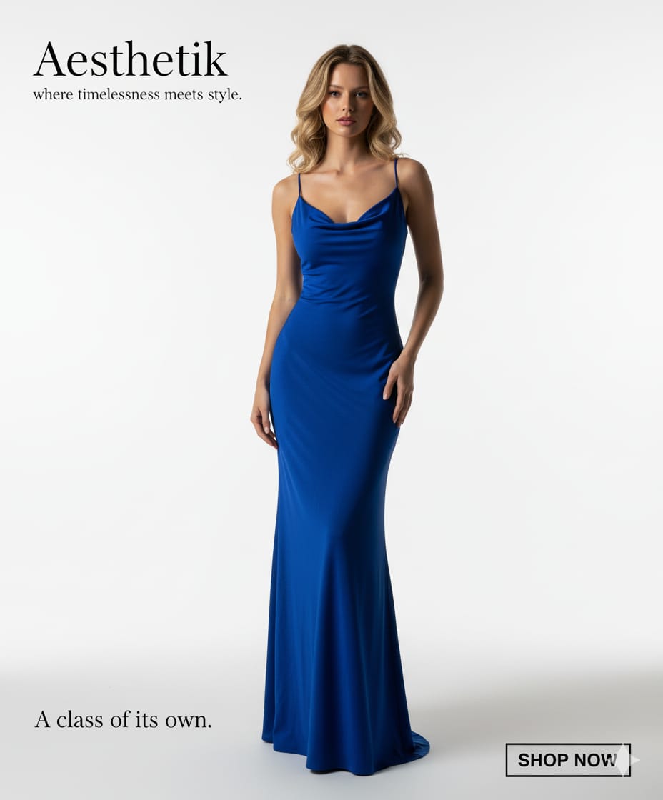 The Royal Blue Cowl Neck Gown