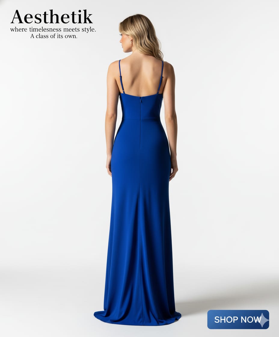 The Royal Blue Cowl Neck Gown