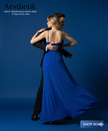 The Royal Blue Cowl Neck Gown