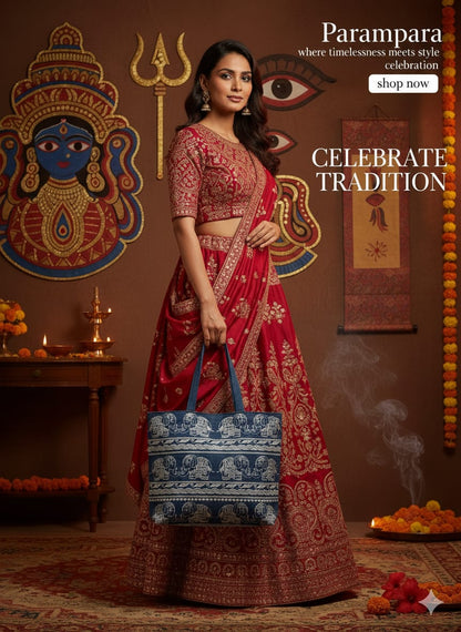 Indigo Elephant Tote